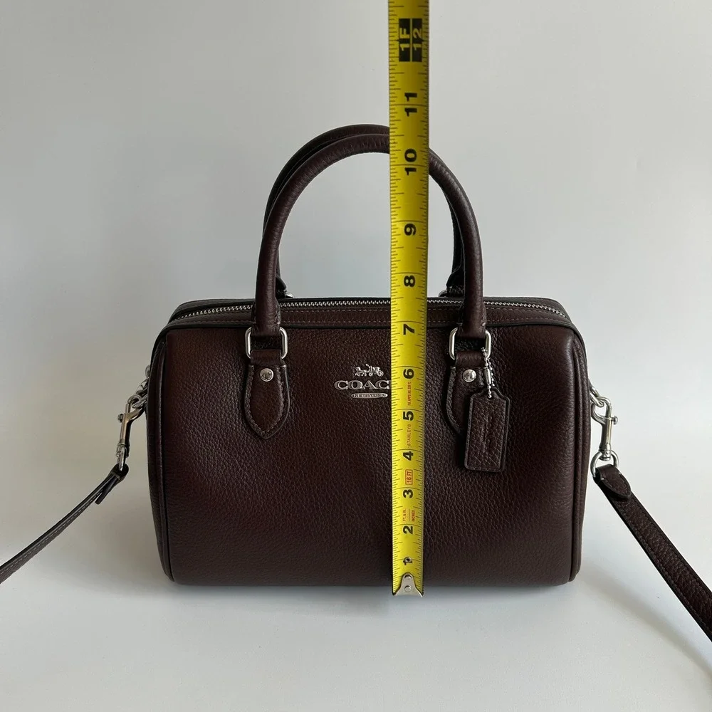 Coach Rowan Satchel Dark Brown Pebbled Leather Crossbody Bag CY962